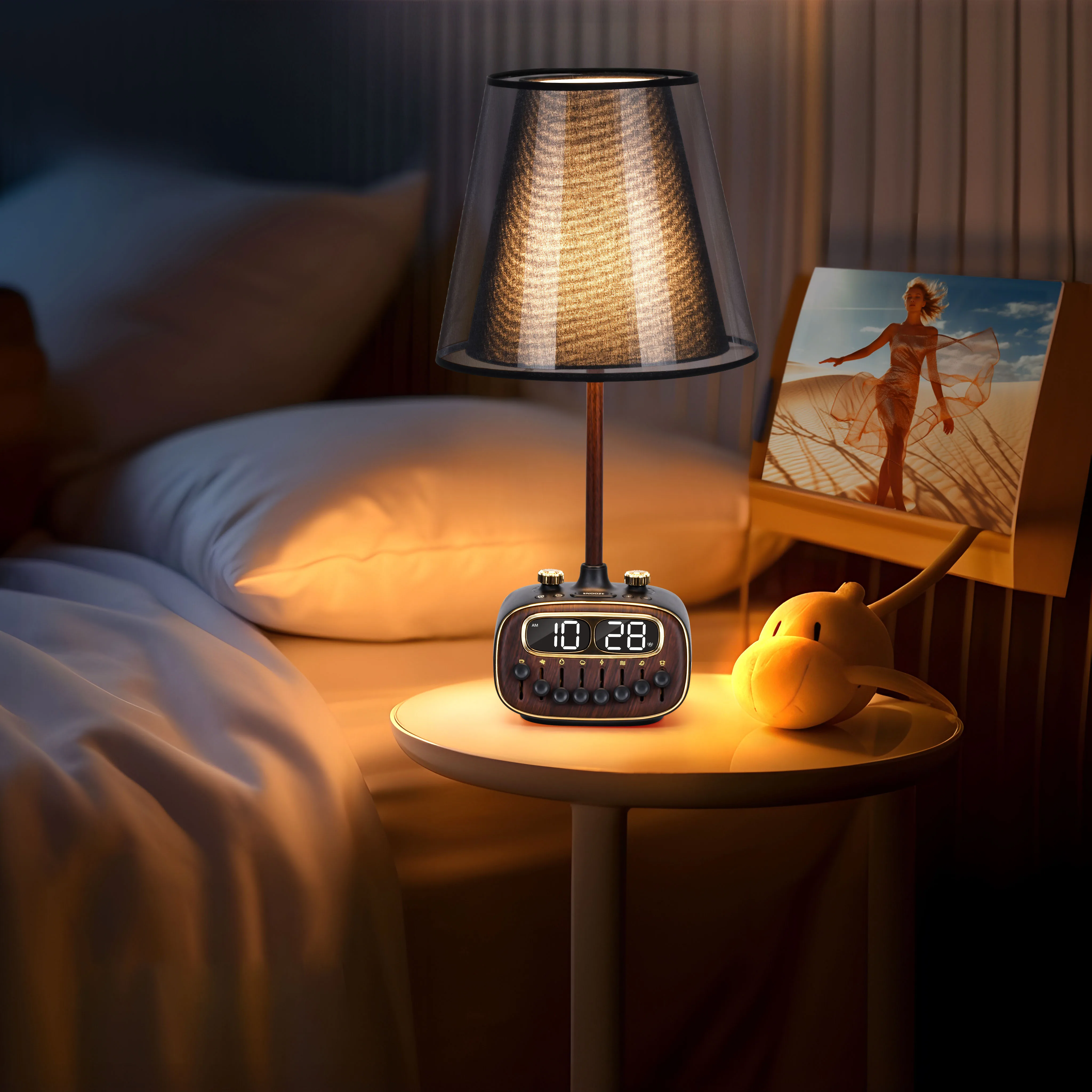 New arrival multifunctional  table lamp retro bedside lamp white noise lamp with speaker and USB output charging