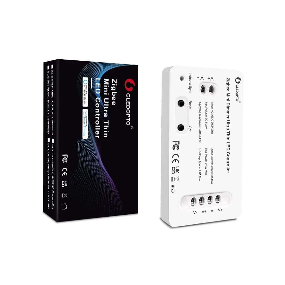5-24V Gledopto Zigbee PRO MINI Dimmer for LED Strip Controller Super Thin Mini Led Dimmers