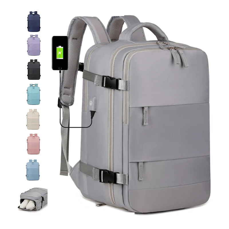 wholesales business travel large capacity bag for women men custom logo Shoe storage waterproof USB computer laptop backpack