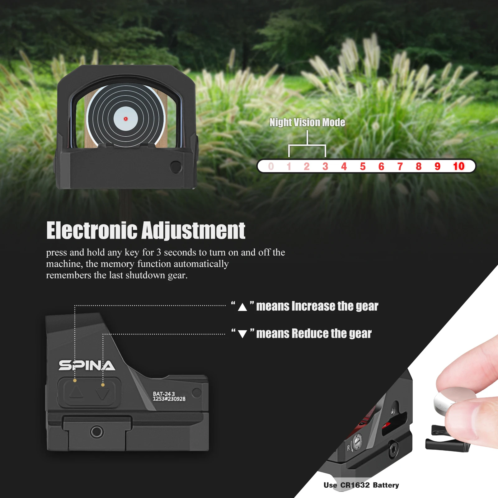 IPX7 Shake and Wake Sensor 1500G Shockproof Tactical OEM Holographic Red Dot Reflex Sight