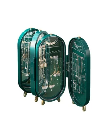 Jewelry Storage caseEarrings Display Stand Bracelet Necklace Organizer Foldable Portable Plastic Box 4 Doors 240 Holes Large