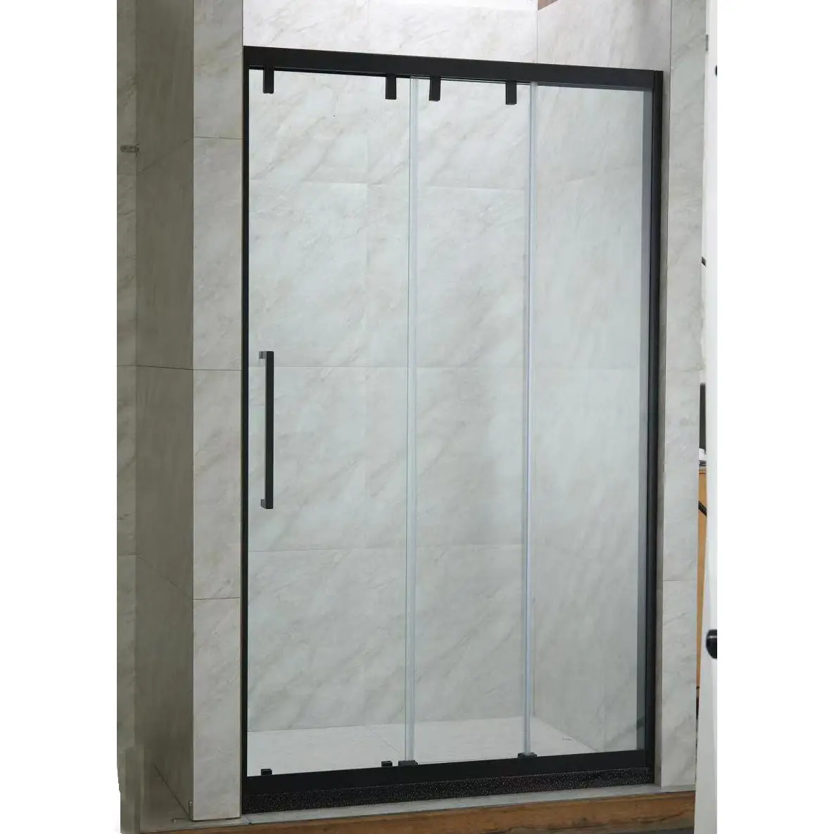 High Quality Low price 3 panel frameless sliding folding glass doors Matt Black finish Shower Enclosure Rooms Bathroom
