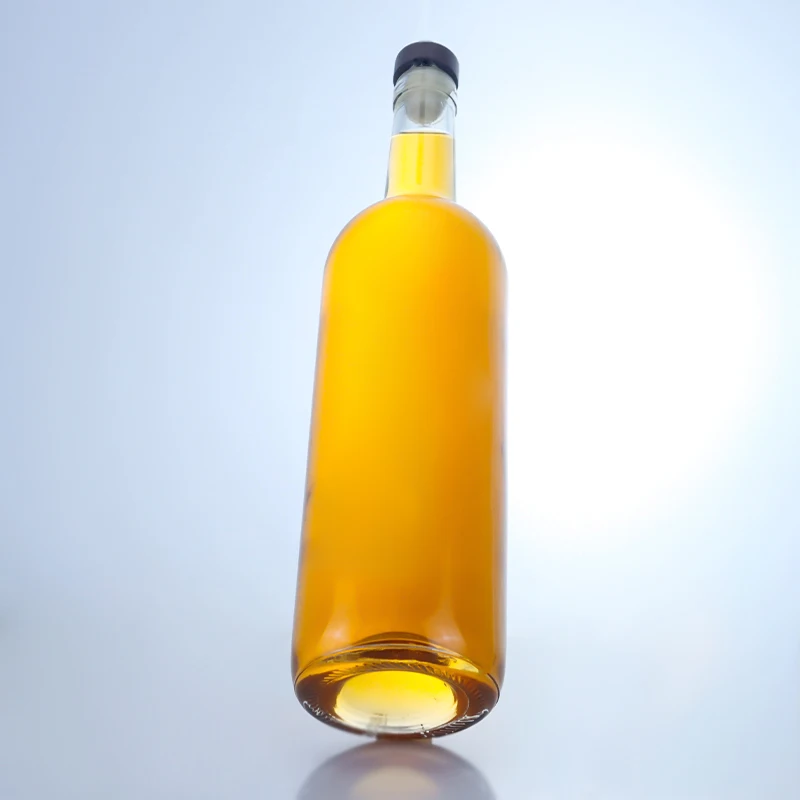 750ml flint glass round  alcohol bottle 75cl clear glass wine bottle with cork top