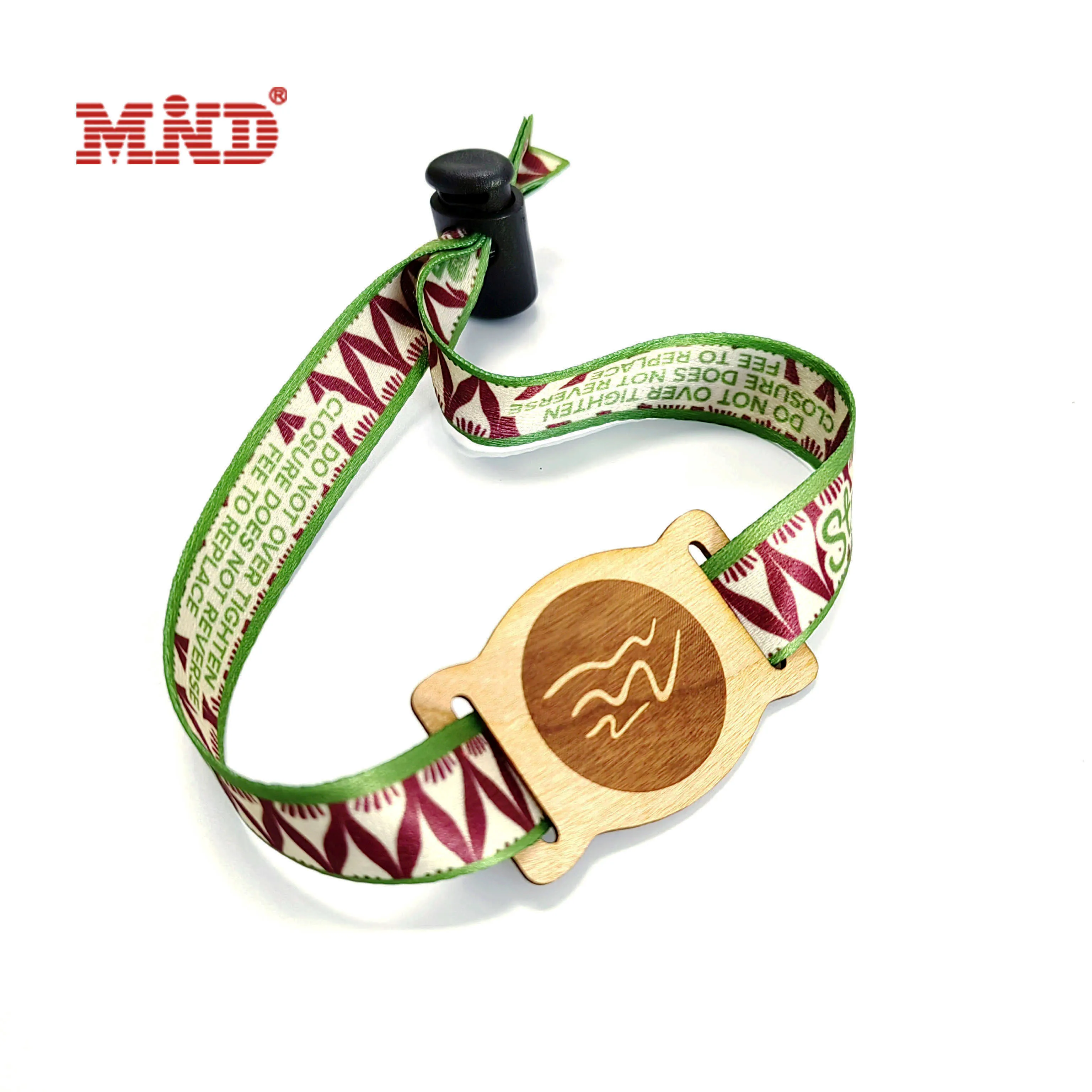Custom Logo nonremovable Wood rfid wristband one time use nfc wooden bracelet for Festival Events