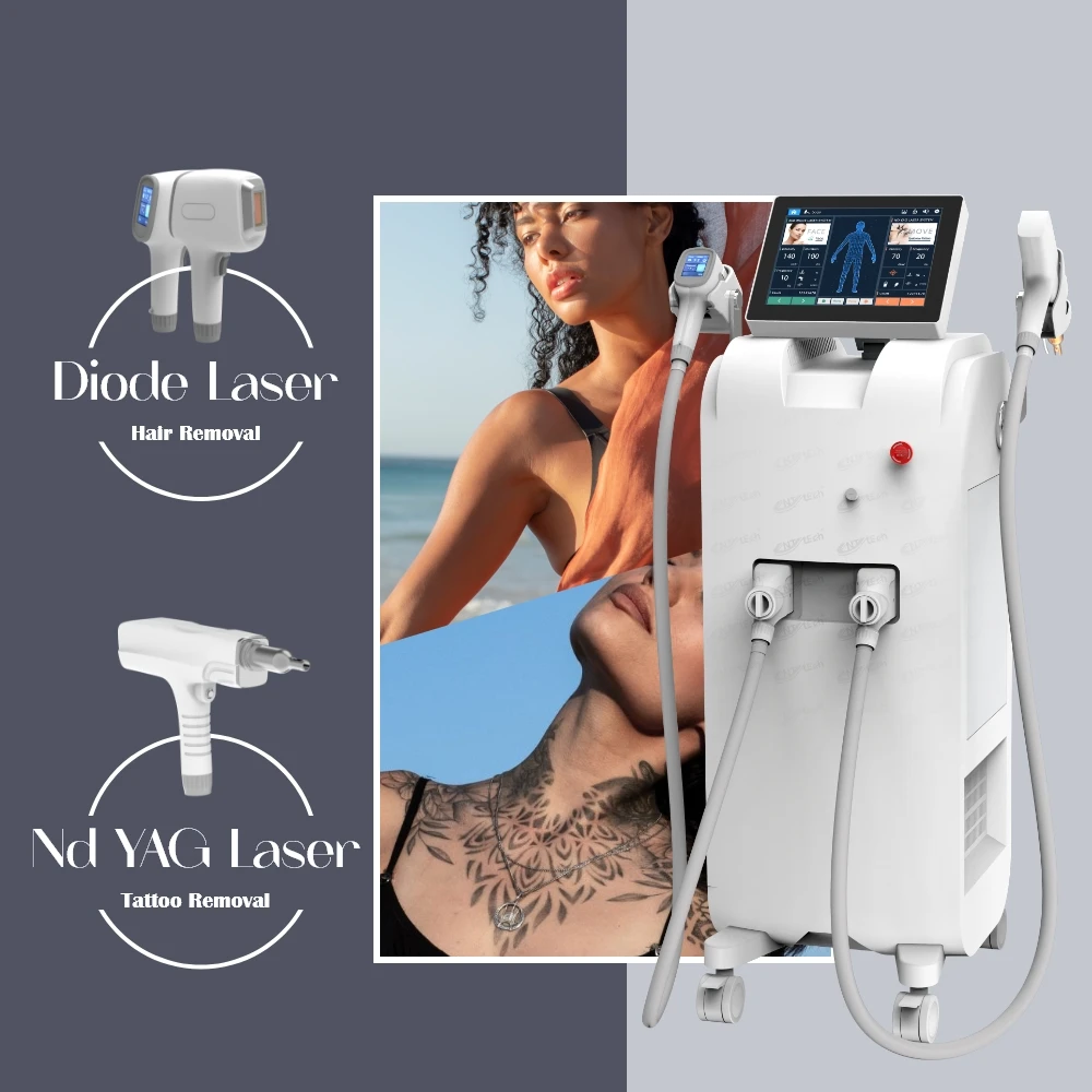 UNT Vertical professional 2 in 1 laser hair removal and tattoo removal machine