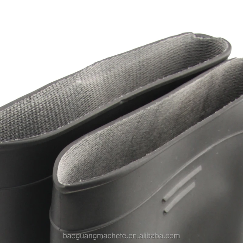 Waterproof anti slip oil acid resistant black cheap non safety plastic PVCrain boots for men