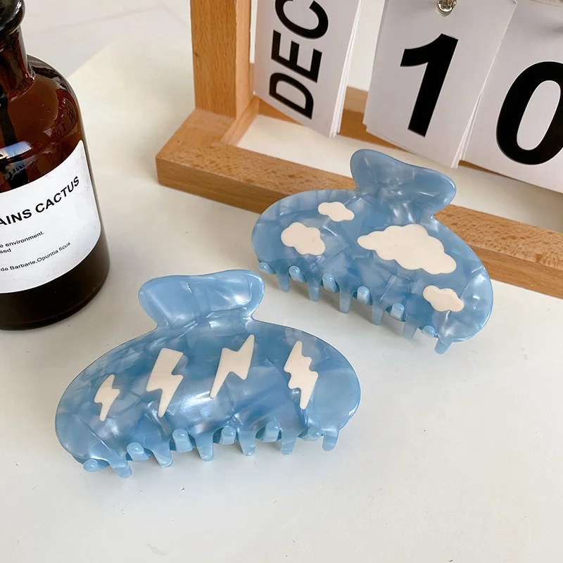 Wholesale new color matching hair claw clip cloud acetate blue hair claw lightning hair claw for girls