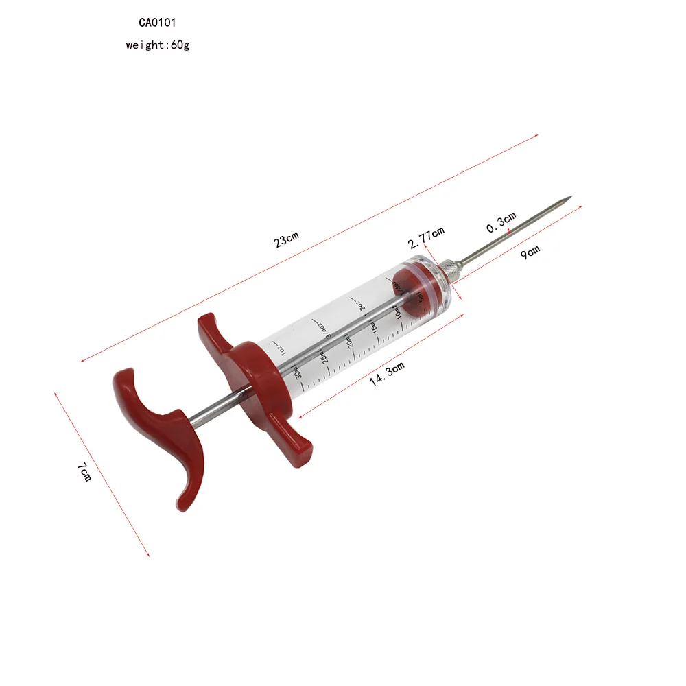 Plastic Marinade Injector Turkey Chicken Steak Syringe with Screw-on Meat Needle Meat injector
