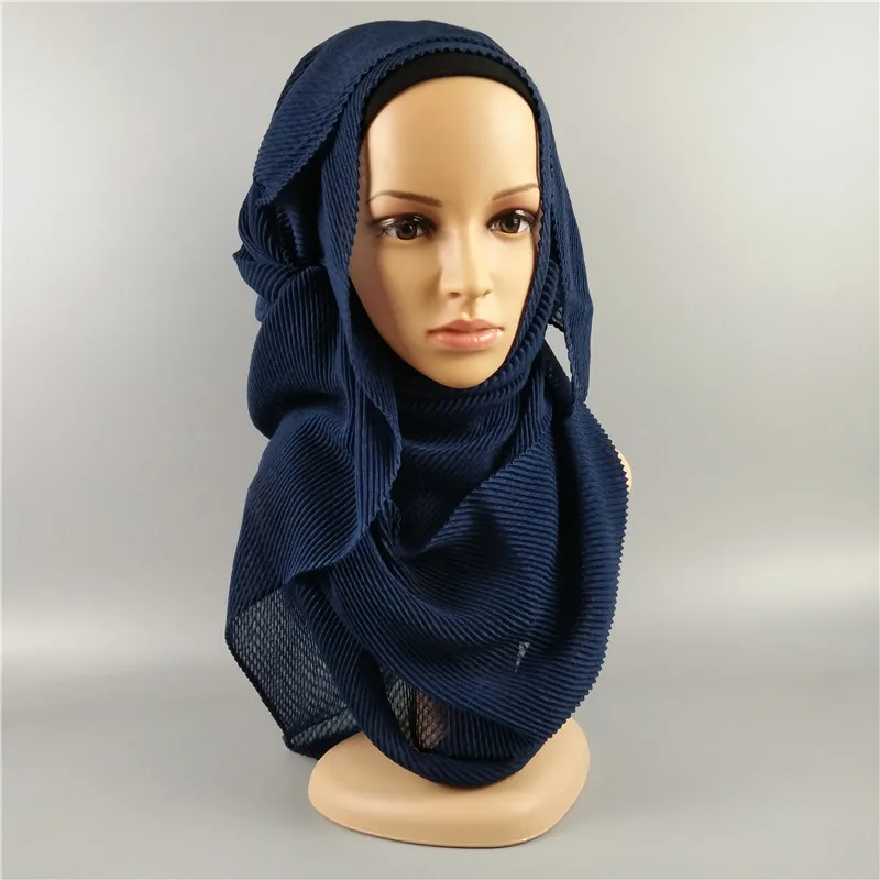 New Wholesale Fold Muslim Ladies Hijabs Pearl Chiffon Beaded Shawl Bubble Crinkle  Hijab Scarfs