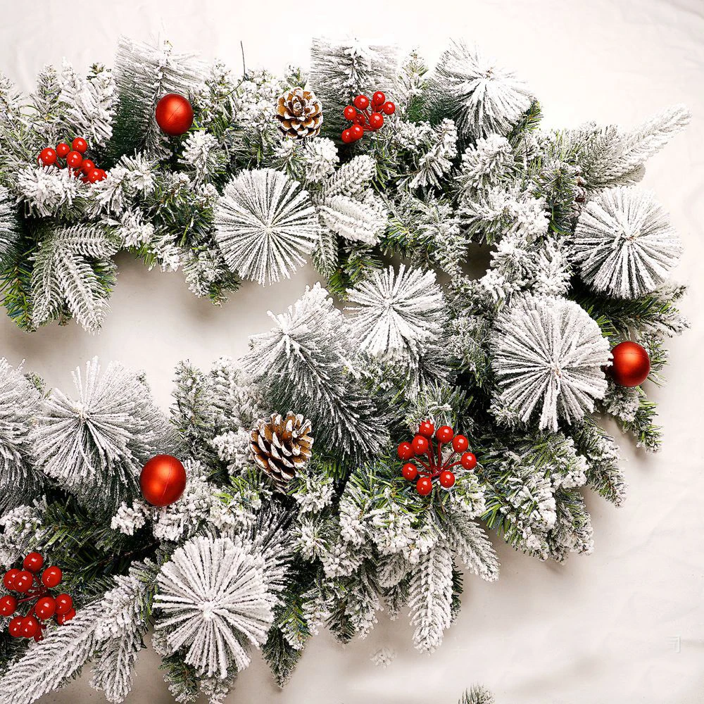 2.7 meters  hanging ornament flower rattan rack flocking wreath rattan christmas decorations