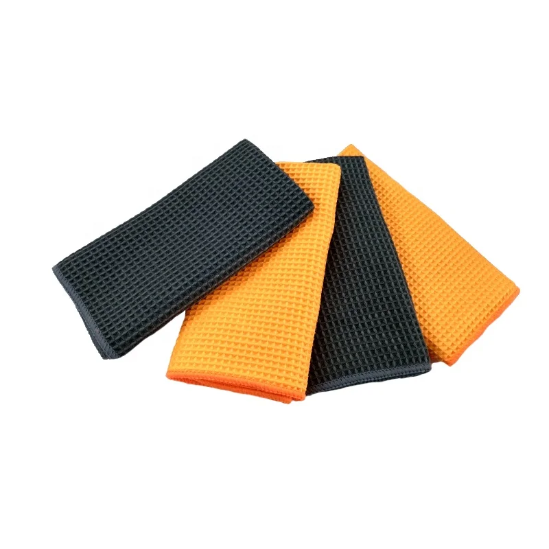 Clean-Wipe Microfiber Waffle Weave Car Wash Towel Microfiber Glass Bath Auto-Detailing Window Water-Drying Rag