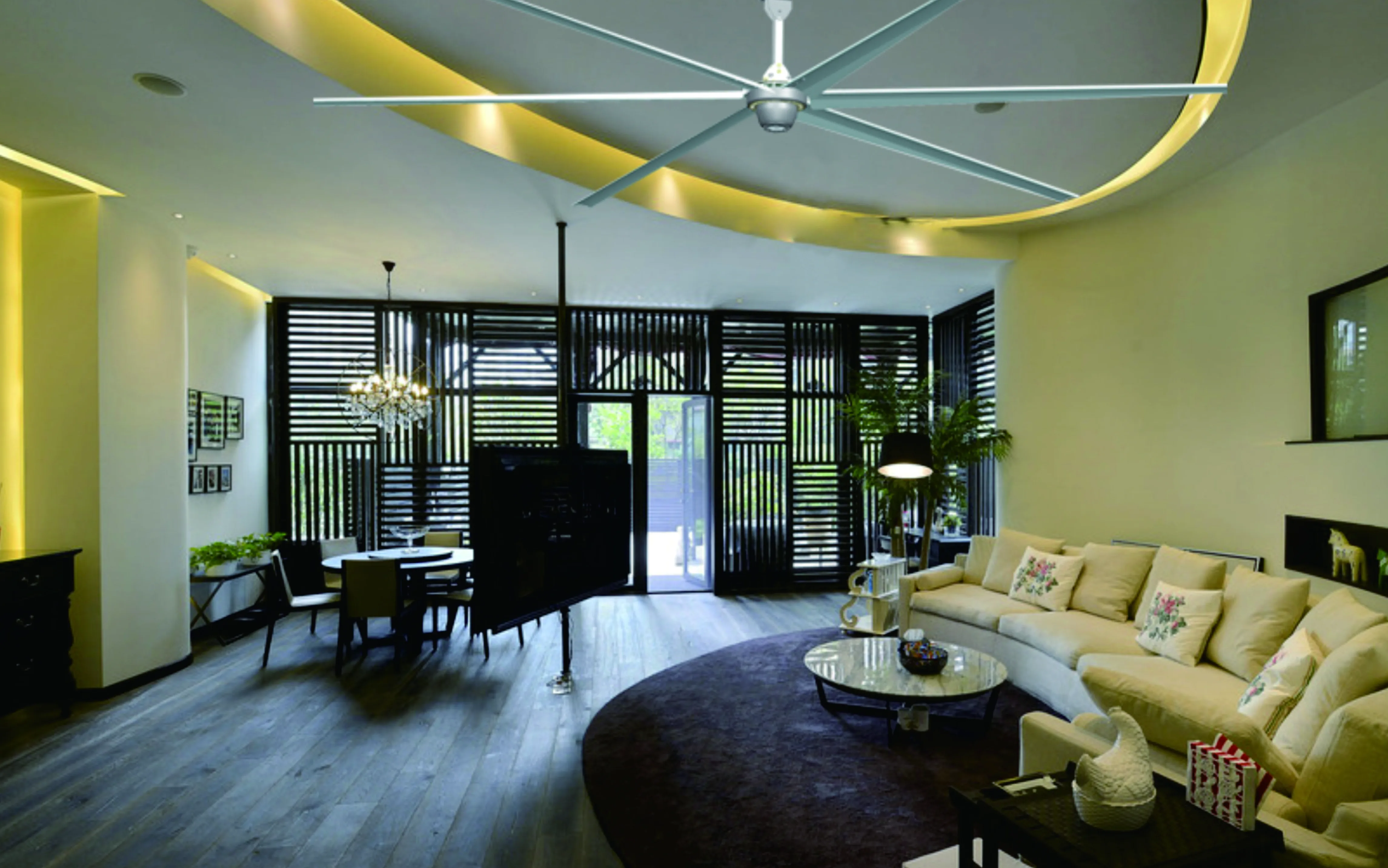 24f /7.3m Hvls DC photovoltaic large permanent magnet gearless industrial ceiling fan