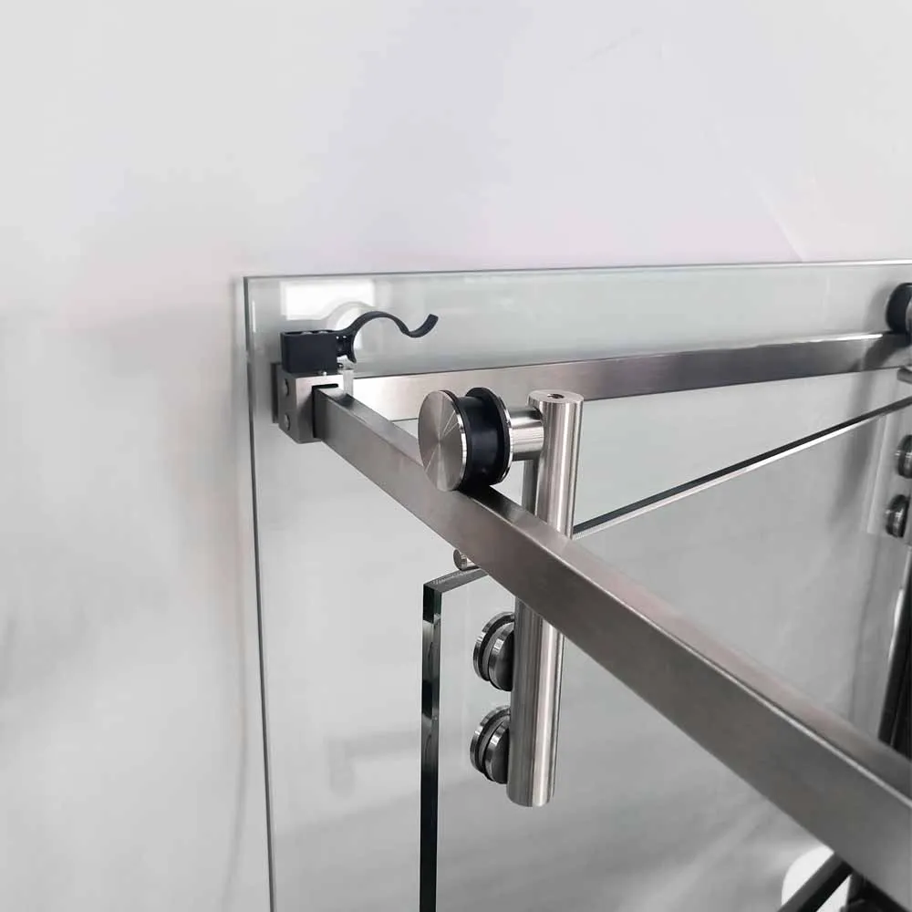 Delicate Square Corner Walk In Inward Slide Open Glass Shower Room Box Move Sliding Door System