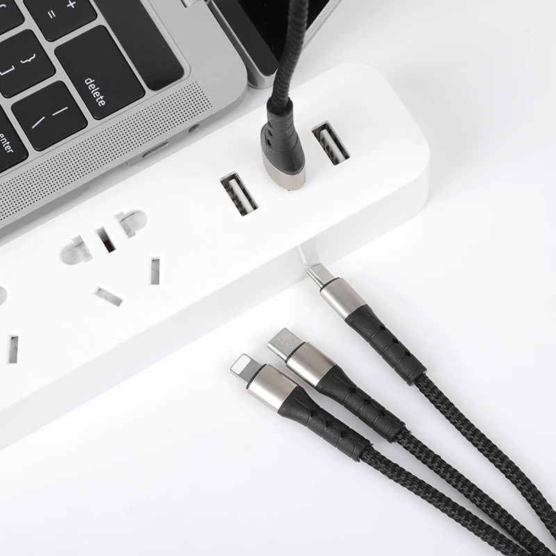  Мульти-зарядный кабель в нейлоновой оплетке 2.4A телефонный usb