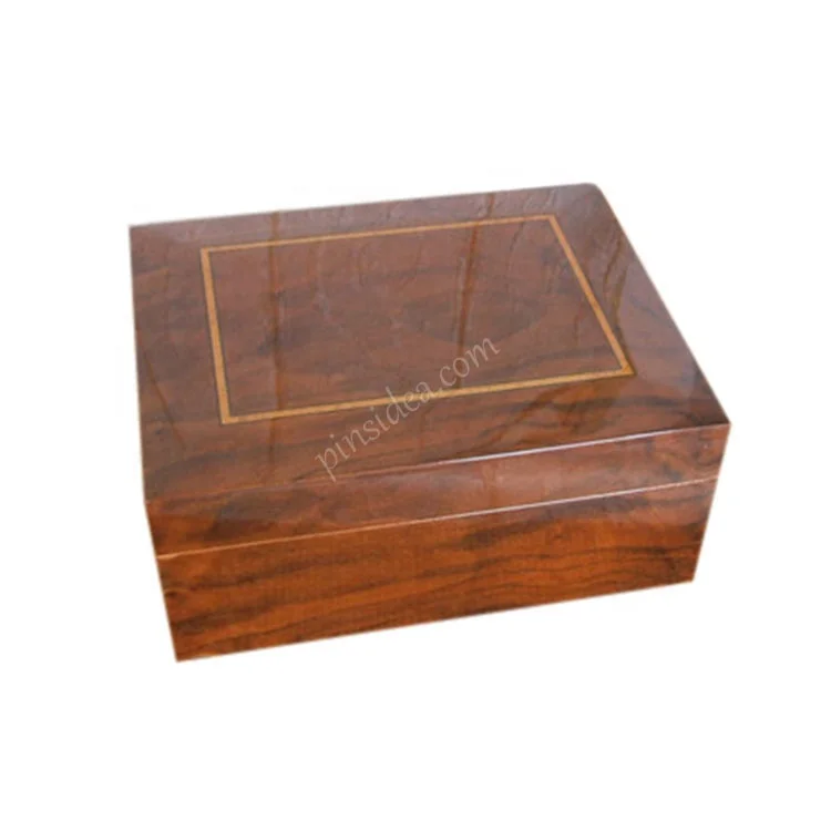 Custom logo luxury business gift exquisite tree tumor veneer custom high gloss paint cedar large capacity cigar box