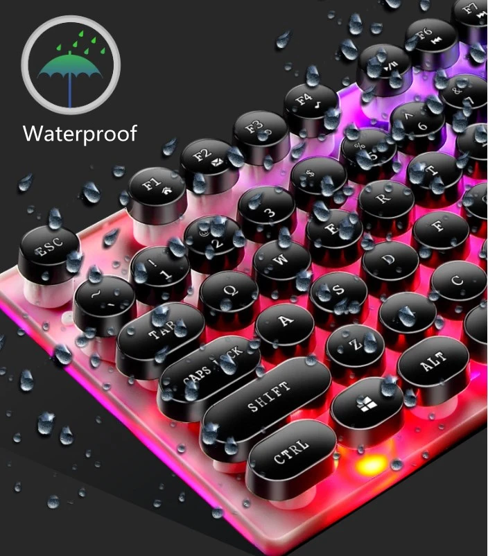 Amazon Hot Selling Retro Punk 104 Keys Wired Keyboard And Mouse Set RGB Gaming Mouse Gaming Keyboard for Windows PC Gamers