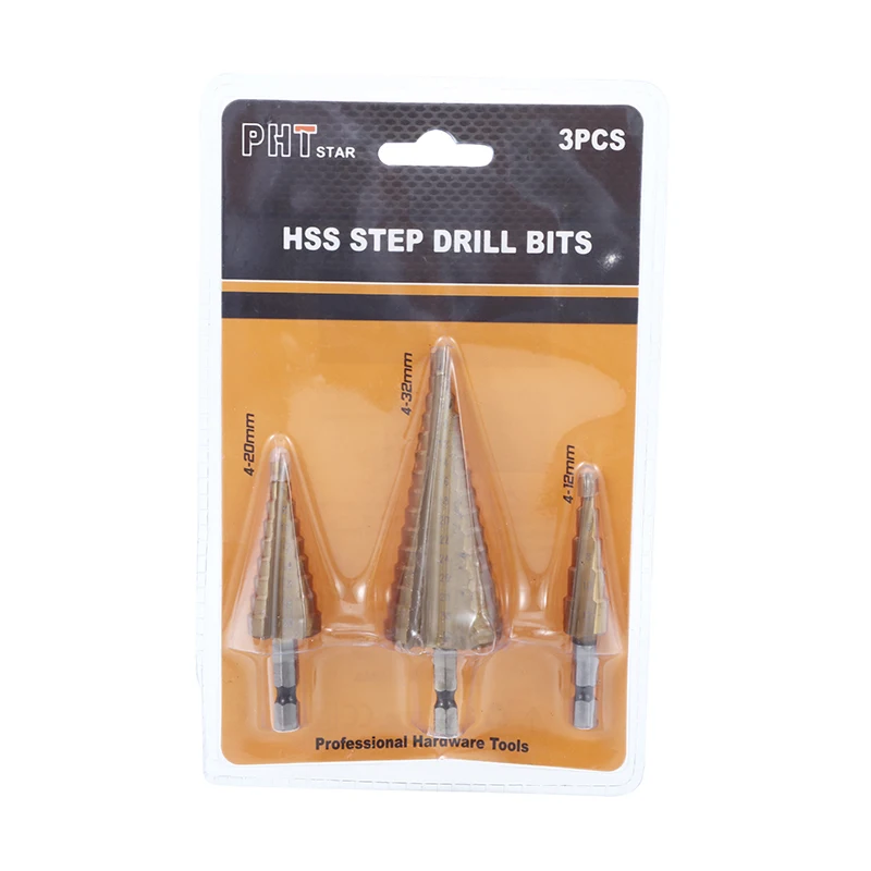 Hot Sale Titanium gold Step Drill Bits HSS Power Tools HSS Wood Metal Drilling DIY Origin Core Type
