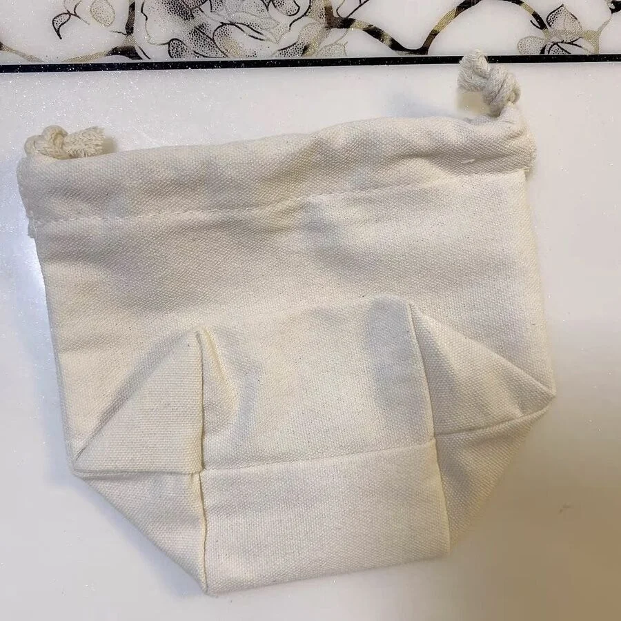 Promotional Organic Cotton Small Drawstring Bags Jewelry Pouch Gift Canvas Double String Handbag Dust Bags With Logo