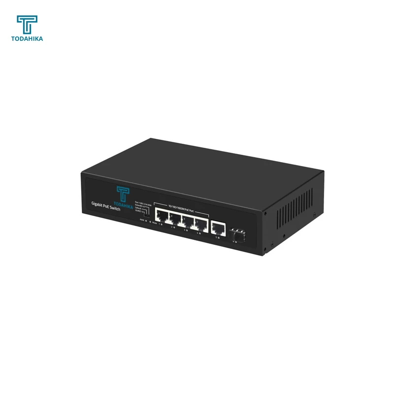 CE EAC GE 1 x RJ45 and 1 x SFP 4 x 10 100 1000Base-T PoE Port 120w Unmanaged Ethernet POE Switch