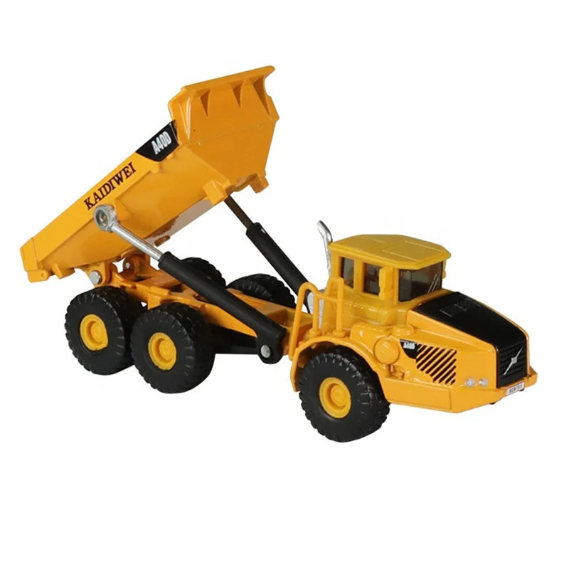 KDW 628701 Kids Diecast Alloy Dump Truck Toy 1/87 Scale Metal Mini Dumping Construction Truck Model Vehicles For Gifts