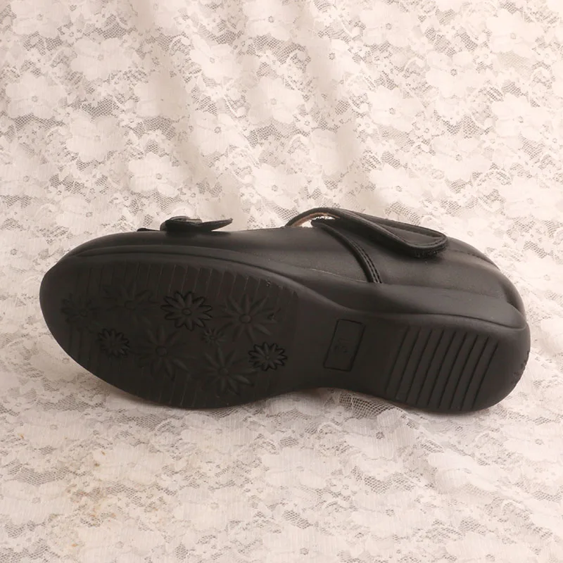 Customized Black Girls Uniform Shoes