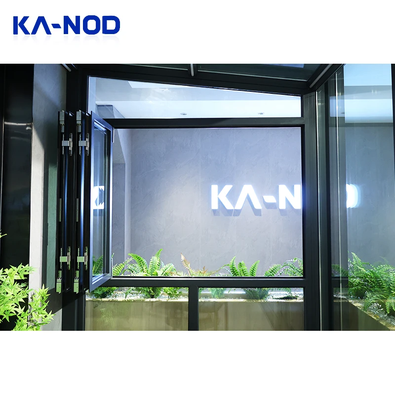 Kitchen Windproof aluminum double glazed accordion windows Windproof bi-folding window for house