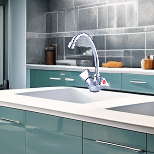 ITALOMIX Style Flexible Connections Dual Handle Hot And Cold Kitchen Washbasin Faucet Tap Mixer