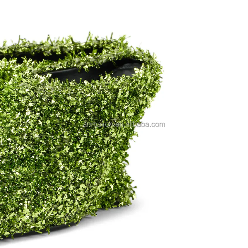 Designer Brand Shoes Green Glitter Metallic Wedge Heel Sandals Square toe Shoes For Women