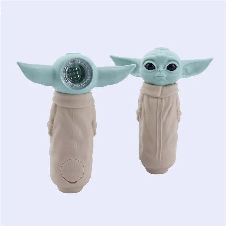 Силиконовые трубки для марихуаны для малышей Yoda Grogu, аксессуары для курения табака, стеклянная чаша, дымовая трубка