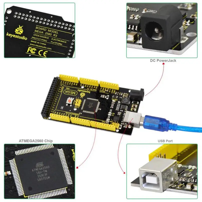  Keyestudio ATMEGA2560-16AU Mega 2560 R3 Расширенная плата для Arduino 