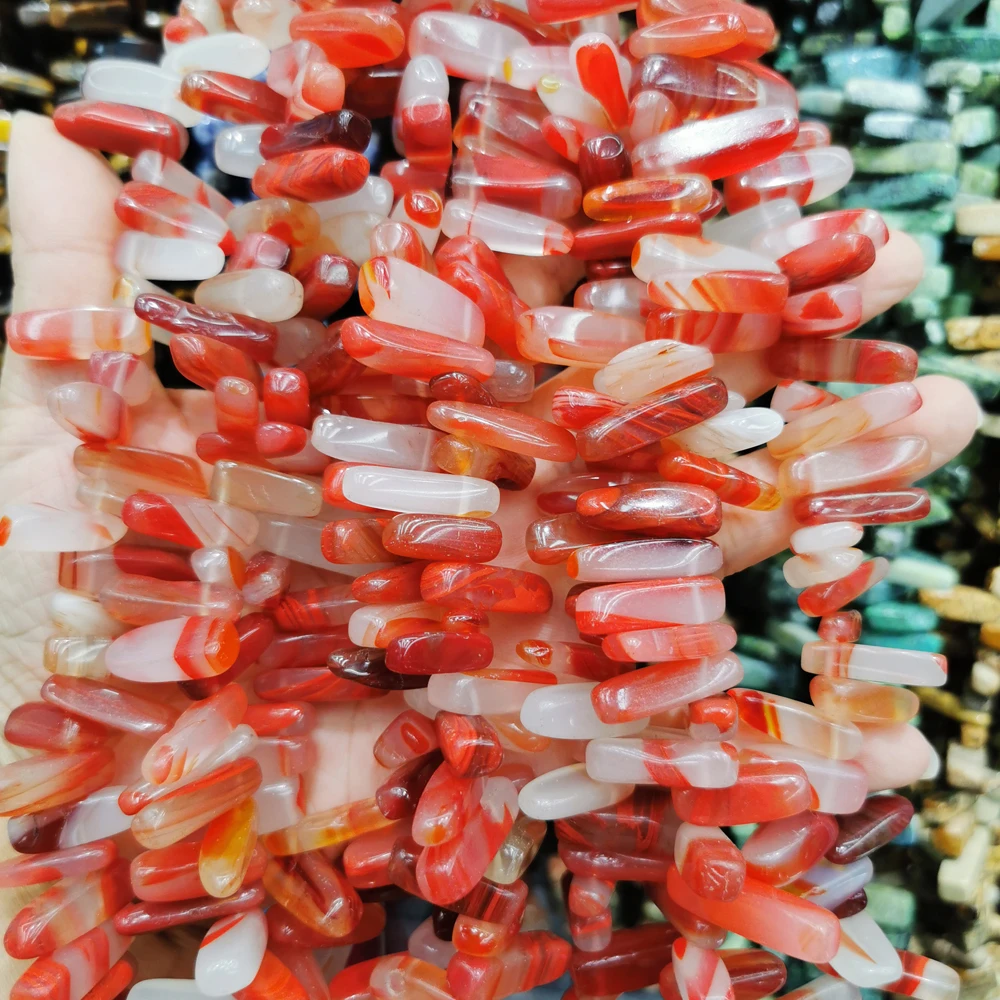 Natural Multi-Color Quartz Agate Gemstone Smooth Teardrop Spike Point Loose Stick Drop Beads for Jewelry Craft Making