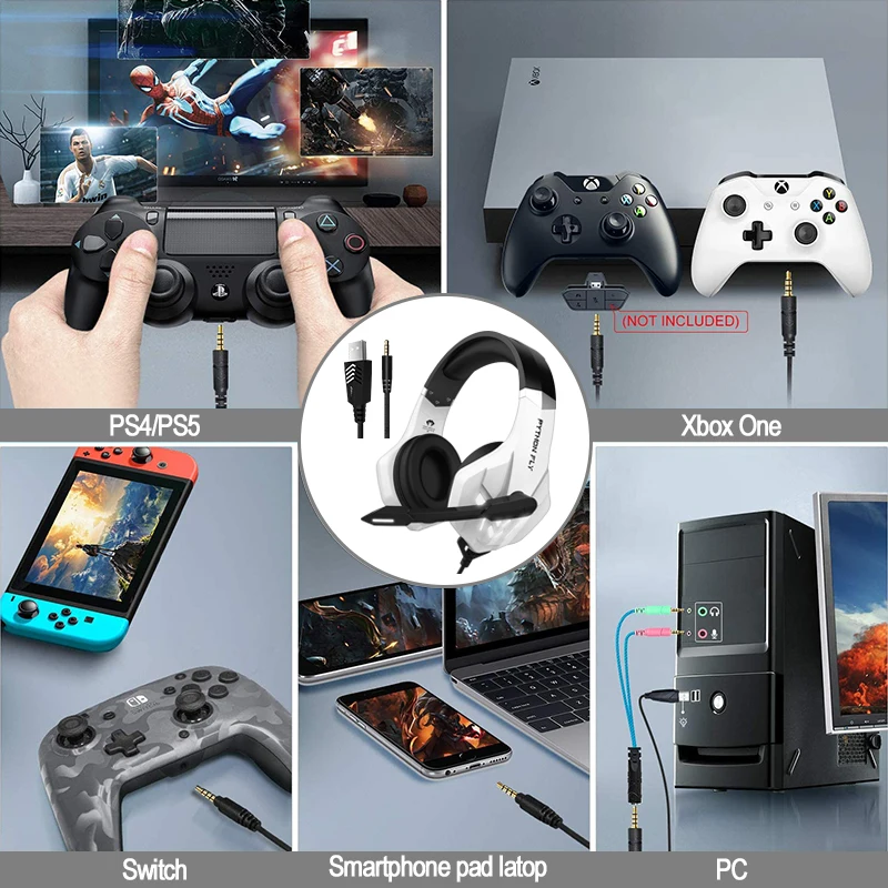 Free Sample Products 7.1 Stereo Vr Earphones Headphones Headsets Gaming Headphones With Rgb Led Mic For Xbox One X Ps4 Pro