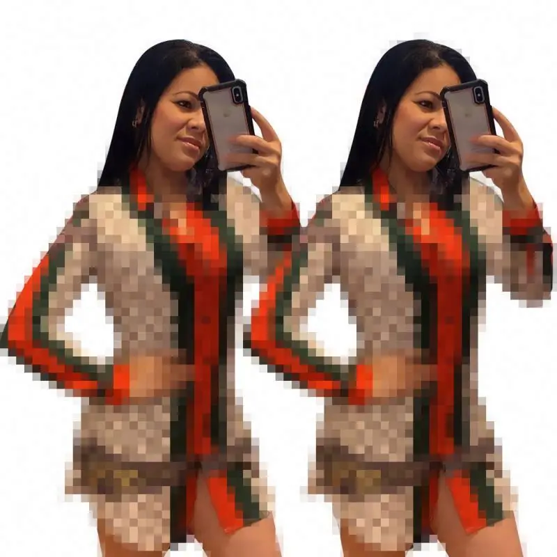 New arrival Lady Printed Loose Ladies Shirt Dress Long Sleeve Women Clothing Lady Fashion Dress designer womens clothing