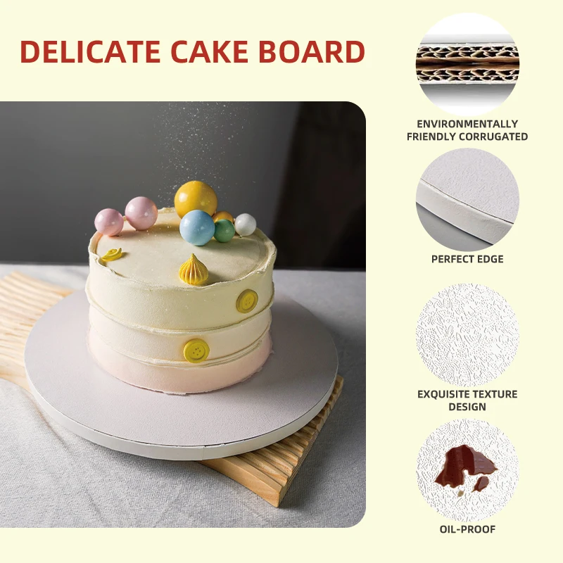 Wholesale Gold Printed Cake Drum Board Smooth Edges round Corrugated Paper for Food Use
