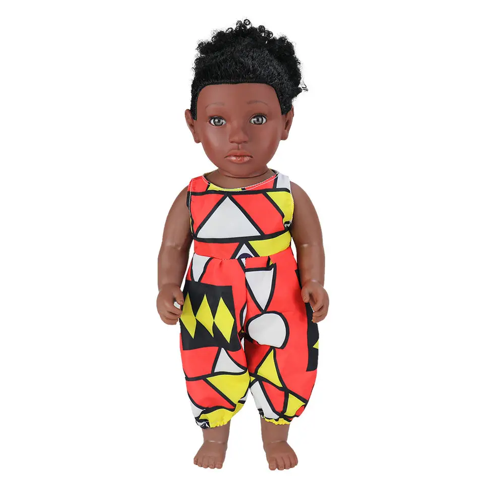 18inch 45cm new style doll toys for kids customize wholesale black doll  with afrio hair with necklace