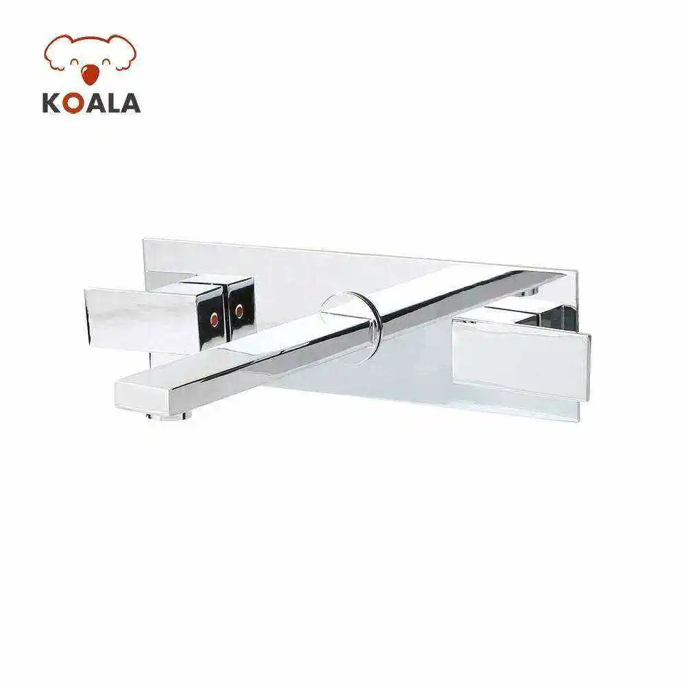 Modern Workplace Bath Tub Fitting Brass Single Handle 35mm Square Wall-mounted Water Taps Faucet