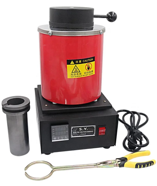 Electric Metal Melting Furnace Gold Silver Melter with 1/2/3KG Graphite Crucible