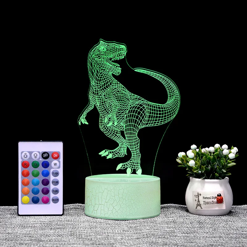 Best selling 3d light dinosaur 3d illusion night light crack base acrylic led lamp