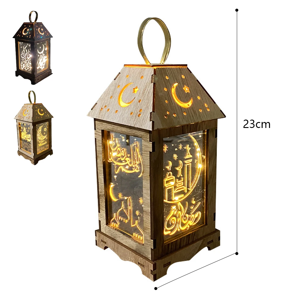 New Wooden Wind Lantern Eid Table Decorative Led Candle Light Indoor Hanging Lamp Home Decoration Islamic Muslim Lamp Ornament