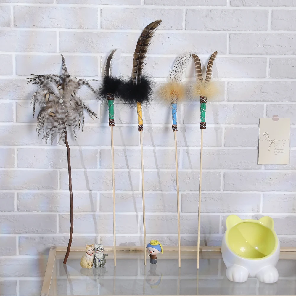 Customized Hoopet Various Cat Teaser Feather Toys Manufacturers