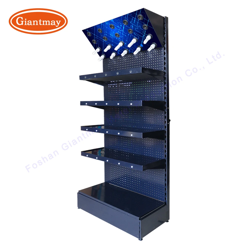 Heavy high capacity tool lamp display stand for led light exhibition lamp led tool hardware rack with pegboard