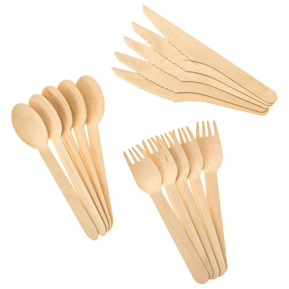 
Best-selling Biodegradable Eco-friendly knife and fork spoon Natural disposable wooden tableware for wholesale 