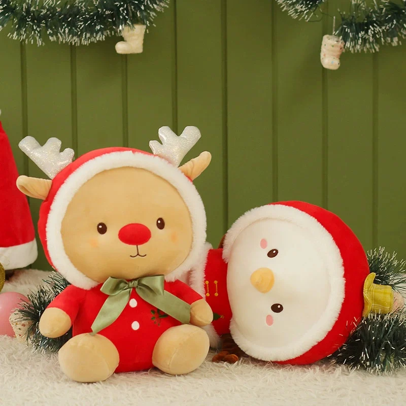 New Design Christmas Snowman Reindeer Stuffed Animals Plush Toys Merry Christmas Gift For Kids
