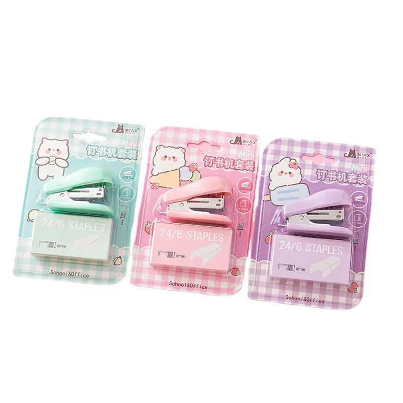 Macaron Color Stapler Set Small 12 Size Stapler Combination Office Portable Binding Machine Stapler With Staple Pin