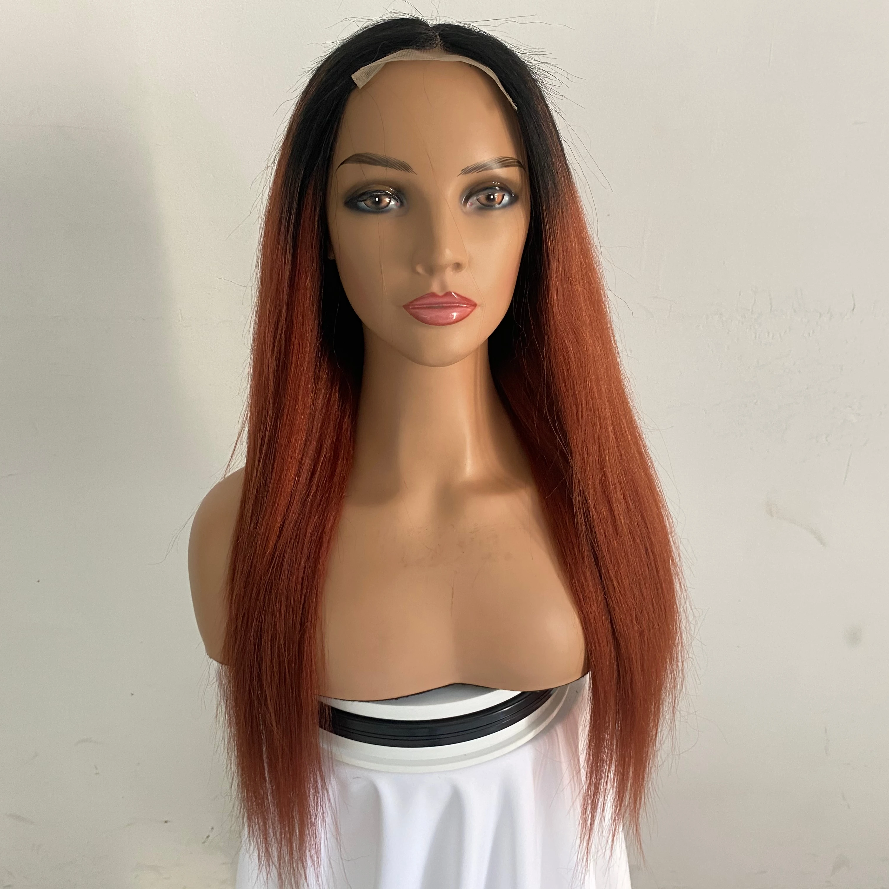 Wholesale 26inch Cheap  Human Blend Hair Transparent  Lace Front Wig Silky Straight Wave Texture Brazilian Hair Lace Front Wig