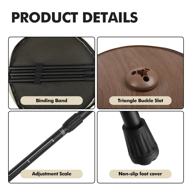 KingGear Outdoor Round Folding Table Aluminum Round Side Table Portable Collapsible Light Small Round Camping Table