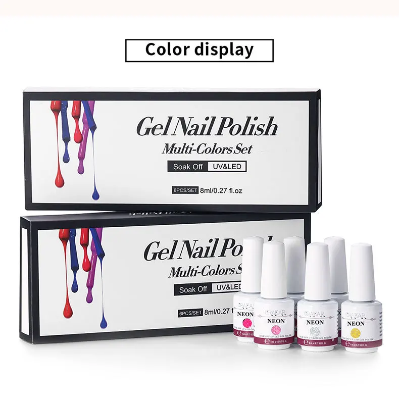 2022 Hot Sale Colorful Nail Polish Set 6 Colors Per Set Uv Gel Nail Polish