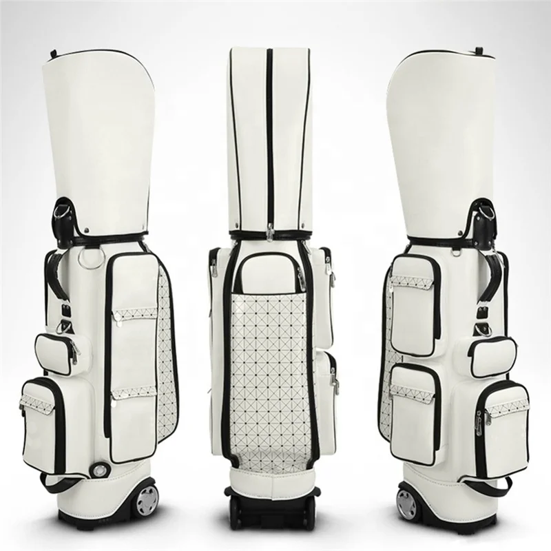 Blank golf bag with wheels waterproof custom PU leather golf staff bag