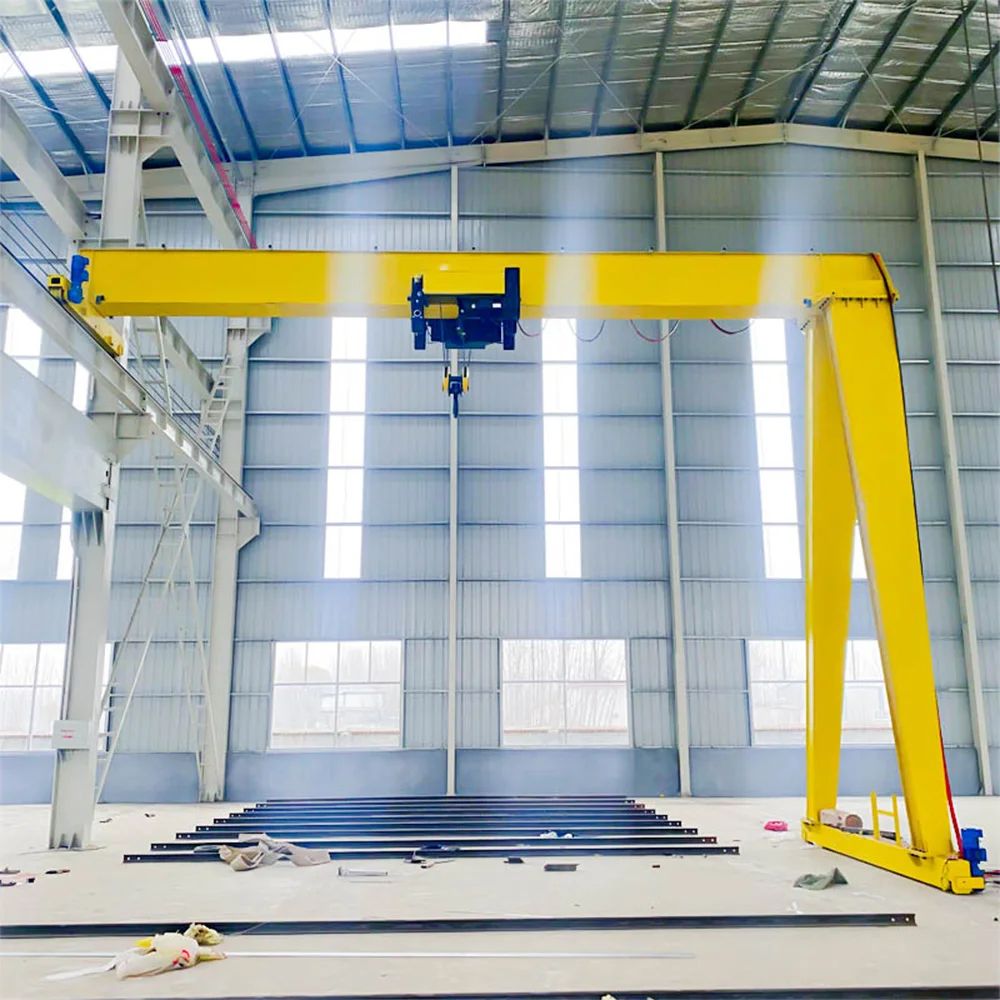 Factory outlet wheel type semi-gantry crane with electric hoist