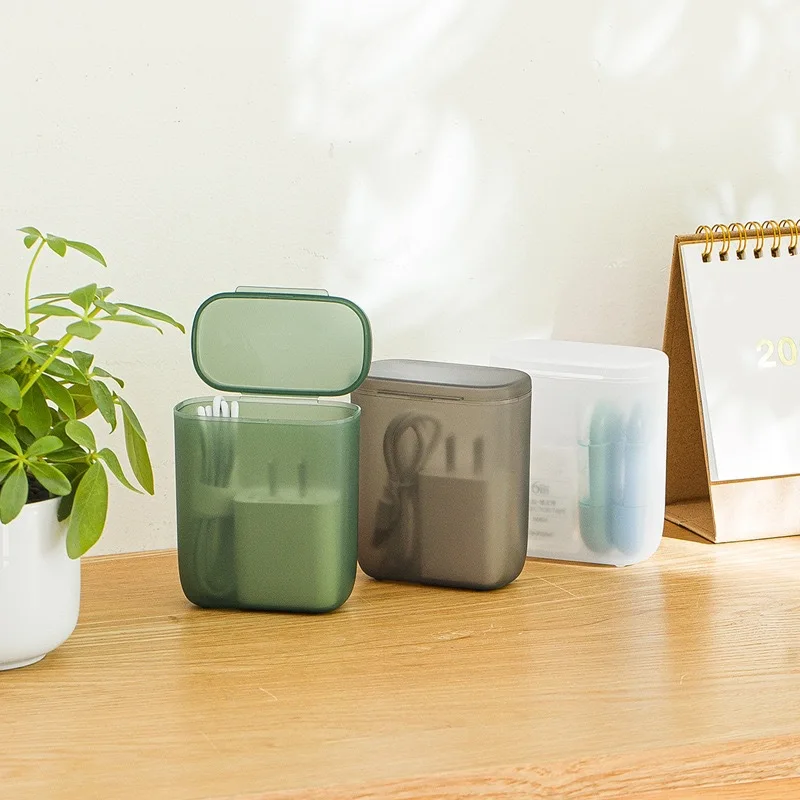 RU Portable Data Cable Storage Box Dustproof With Cover Mobile Phone Charger Box Transparent Cable Wire Organizer